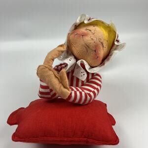 VINTAGE 1957 ANNALEE MOBILITTE CANDY CANE STRIPE GIRL DOLL ELF SPRITE LAYING